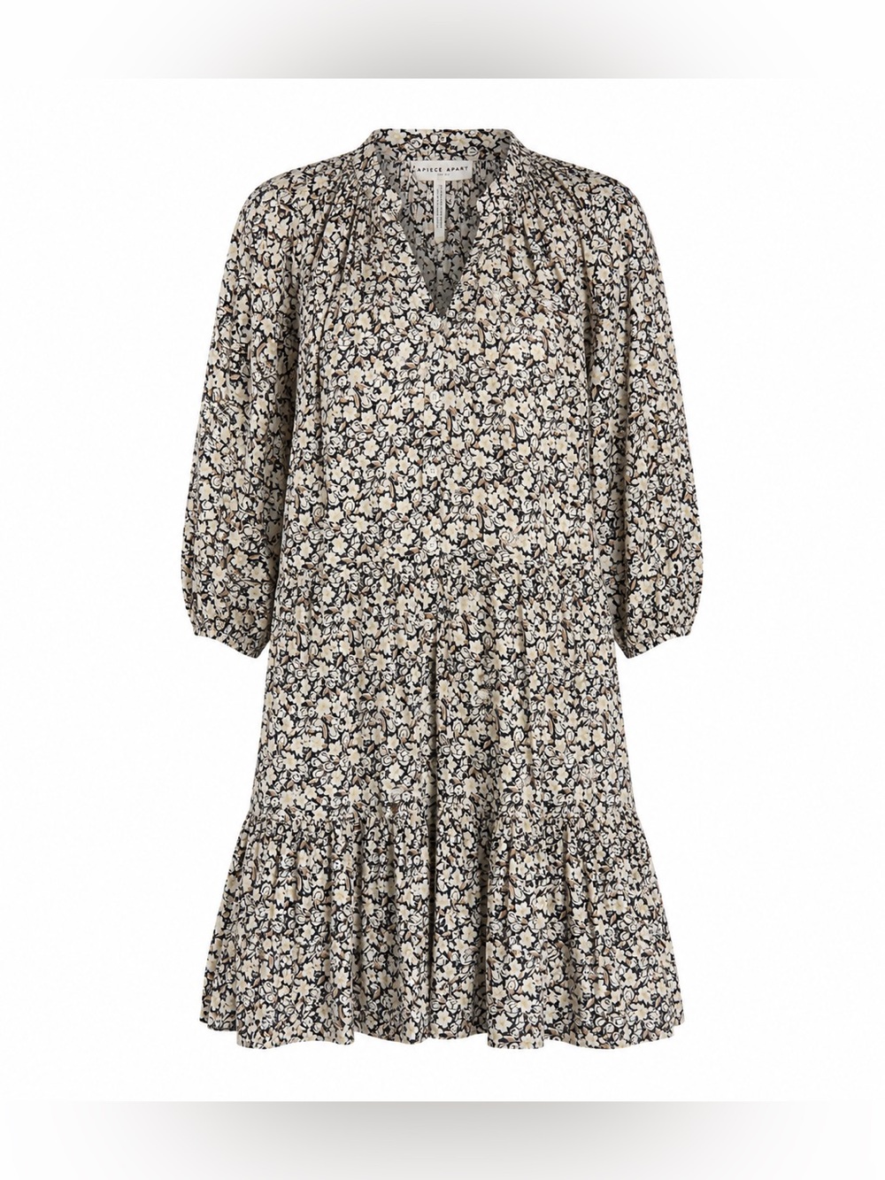 Apiece Apart Floral Mini Boho Cottagecore Organic Cotton Tiered Peasant Dress